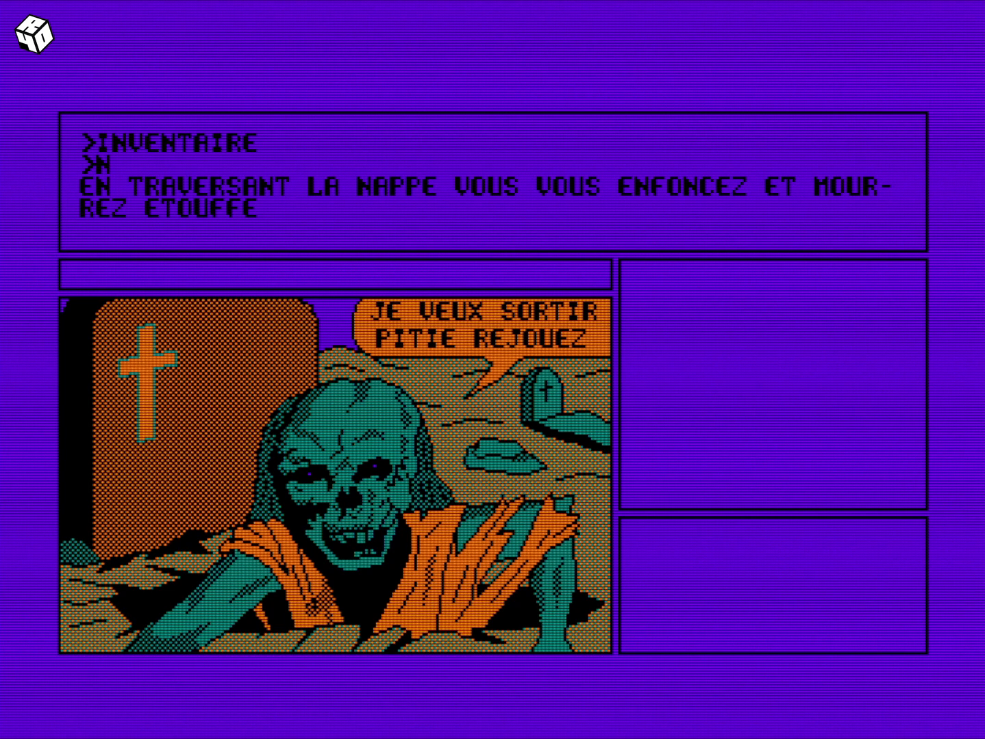 L'écran de game over, accompagné d'un sample de rire diabolique du plus bel effet